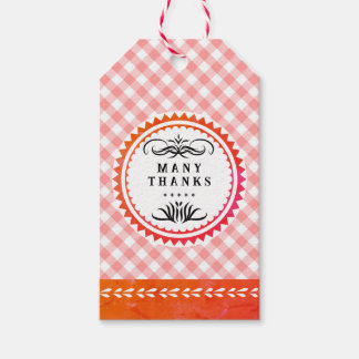 Orange Gingham Gift Tag Geschenkanhänger