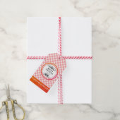 Orange Gingham Gift Tag Geschenkanhänger (Mit Garn)