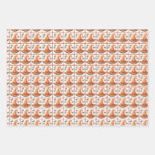 Orange Gingham Halloween Hexenhut & Fledermäuse Geschenkpapier Set (Vorderseite 3)