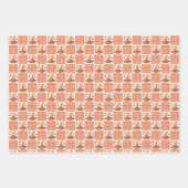 Orange Gingham Halloween Hexenhut & Fledermäuse Geschenkpapier Set (Vorderseite 2)