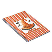 Orange Gingham Halloween Hexenhut & Fledermäuse Notizblock (Rechte Seite)