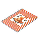 Orange Gingham Halloween Hexenhut & Fledermäuse Notizblock (Linke Seite)