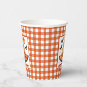Orange Gingham Halloween Hexenhut & Fledermäuse Pappbecher (Rechts)