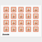 Orange Gingham Halloween Hexenhut & Fledermäuse Quadratischer Aufkleber (Blatt)