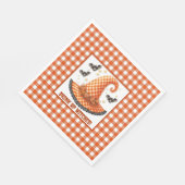 Orange Gingham Halloween Hexenhut & Fledermäuse Serviette (Ecke)