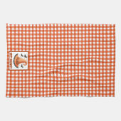 Orange Gingham Halloween Hexenhut und Fledermäuse Geschirrtuch (Horizontal)