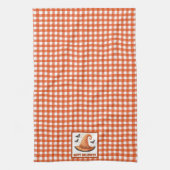 Orange Gingham Halloween Hexenhut und Fledermäuse Geschirrtuch (Vertikal)