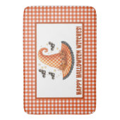 Orange Gingham Halloween Hexenhut Willkommen Badematte (Vorderseite Vertikal)