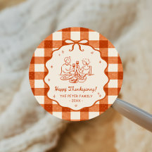 Orange Gingham Hand gezeichneter Thanksgiving Aufk