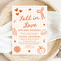 Orange Gingham Handgezeichnete Fall in Love Baby S