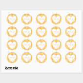 Orange Gingham Heart Runder Aufkleber (Blatt)