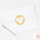 Orange Gingham Heart Runder Aufkleber (Umschlag)