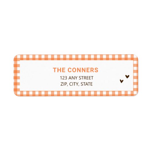 Orange Gingham Herbst-Babyshower-Rücksendeadresse (Vorne)