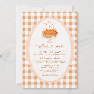 Orange Gingham Herbst-Pie-Baby-Party Einladung