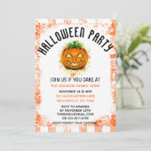 Orange Gingham Jackolantern - individuelles Hallow Einladung (Stehend Vorderseite)