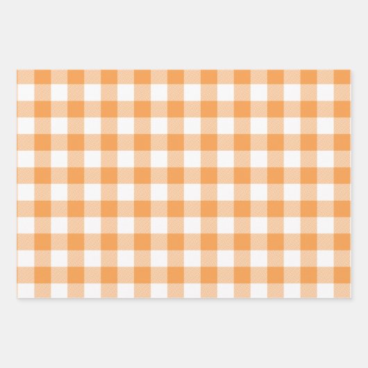 Orange Gingham Kariert Multi Geschenkpapier Set (Vorderseite 2)