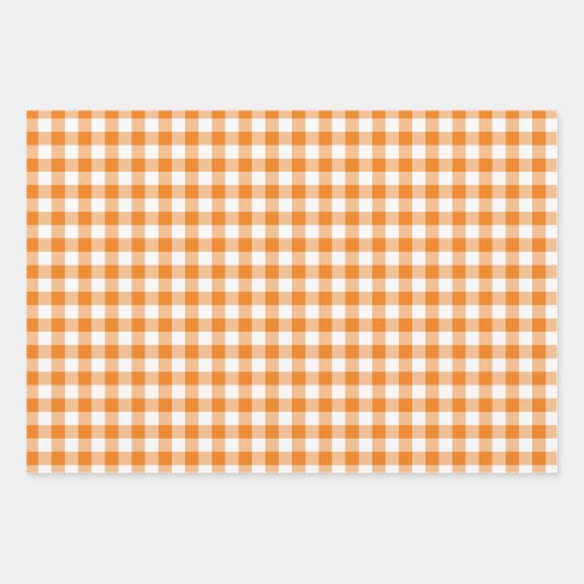 Orange Gingham Kariert Multi Geschenkpapier Set (Vorderseite)