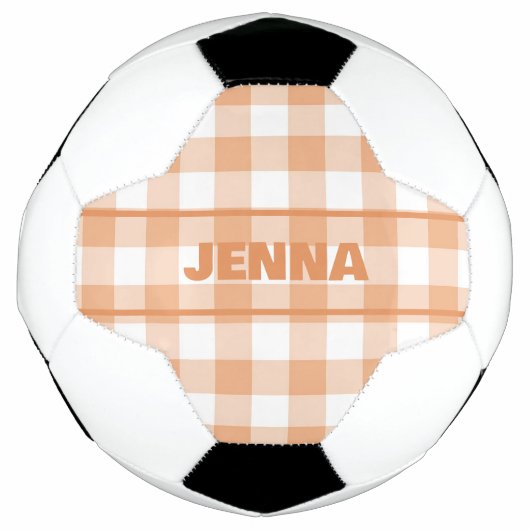 ORANGE GINGHAM KARIERT PERSONALISIERT FUßBALL (Vorderseite)