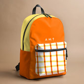 Orange Gingham Karierte Personalisierte Namen Init Bedruckter Rucksack