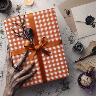 Orange Gingham Karo Kariert Geschenkpapier