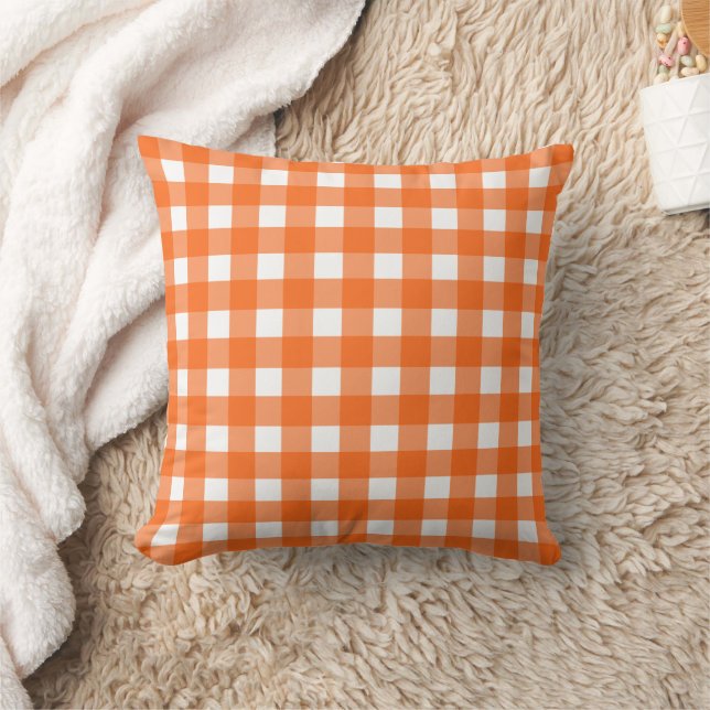 Orange Gingham Karo Kissen (Decke)