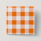 Orange Gingham Karo Pattern Button (Vorderseite)
