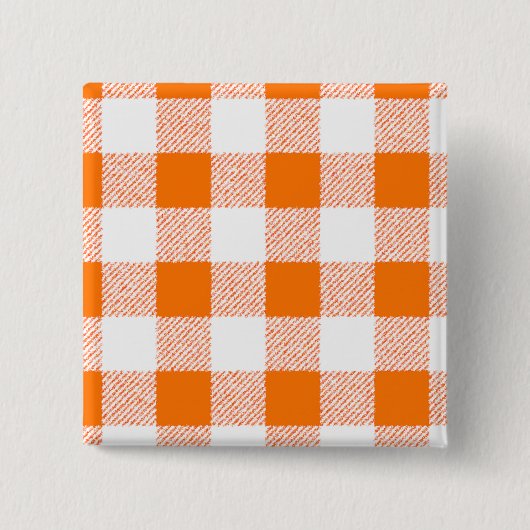 Orange Gingham Karo Pattern Button (Vorderseite)