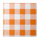 Orange Gingham Karo Pattern Fliese (Vorderseite)