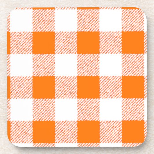 Orange Gingham Karo Pattern Getränkeuntersetzer (Vorderseite)