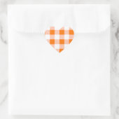 Orange Gingham Karo Pattern Herz-Aufkleber (Tasche)