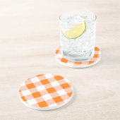 Orange Gingham Karo Pattern Untersetzer (Seite)