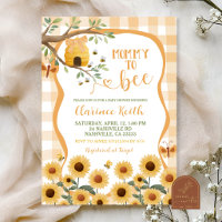 Orange Gingham Karo Sonnenblume Biene Baby Shower 