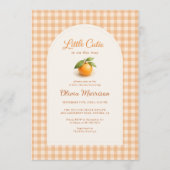 Orange Gingham Little Cutie Baby Shower Einladung (Vorderseite)