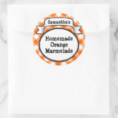 Orange Gingham Marmelade, Jelly, Jam Jar/Lid Label Runder Aufkleber (Tasche)