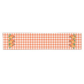 Orange Gingham Muster und Kürbistischläufer Kurzer Tischläufer (Horizontal)