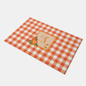 Orange Gingham Pattern Fall Monogram Doormat Fußmatte (Schrägansicht)