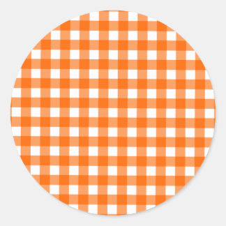 Orange Gingham Pattern Runder Aufkleber