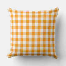 Orange Gingham Pattern Throw Kissen
