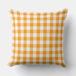 Orange Gingham Pattern Throw Kissen