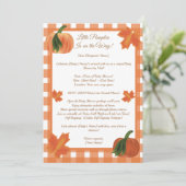 Orange Gingham Pumpkin Baby Shower by Mail Einladung (Stehend Vorderseite)