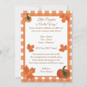 Orange Gingham Pumpkin Baby Shower Einladung (Vorderseite)