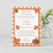 Orange Gingham Pumpkin Baby Shower Einladung (Stehend Vorderseite)
