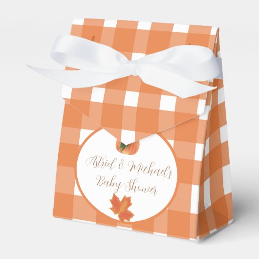 Orange Gingham Pumpkin Baby Shower Geschenkschachtel (Vorderseite)