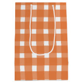 Orange Gingham Pumpkin Baby Shower Mittlere Geschenktüte (Rückseite)