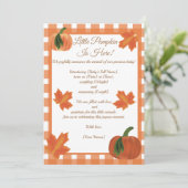 Orange Gingham Pumpkin Birth Ankündigung (Stehend Vorderseite)