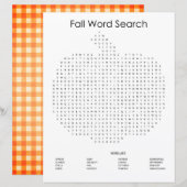 Orange Gingham Pumpkin Fall Word Search (Vorne/Hinten)