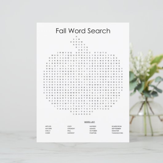 Orange Gingham Pumpkin Fall Word Search (Stehend Vorderseite)