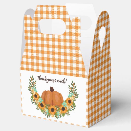 Orange Gingham Pumpkin & Sunflowers Danke Geschenkschachtel (Geöffnet)