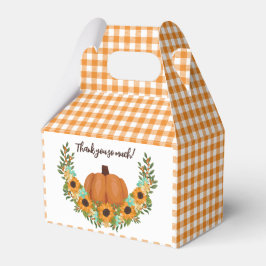 Orange Gingham Pumpkin & Sunflowers Danke Geschenkschachtel