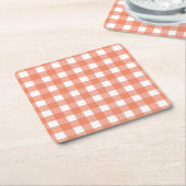 Orange Gingham Rechteckiger Pappuntersetzer (angewinkelt)